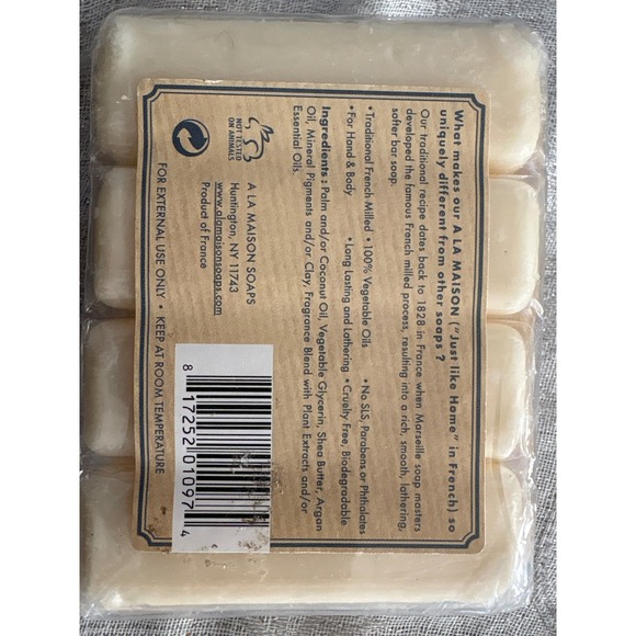 A La Maison French Milled Fresh Sea Salt Shea Butter Argan Oil Soap 4 Bar value - Picture 2 of 6